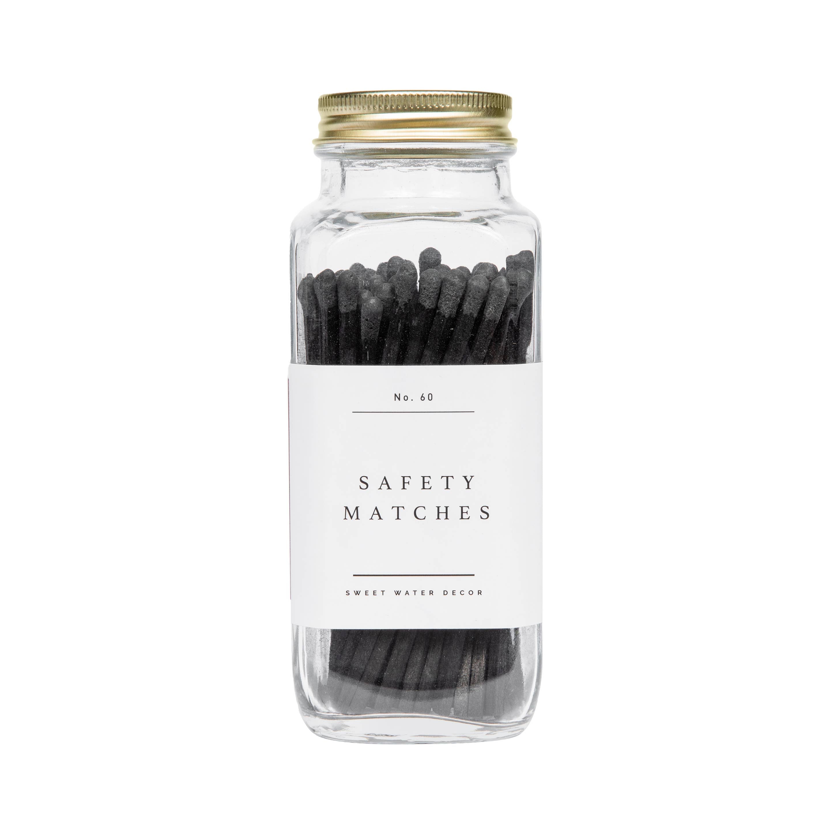 Sweet Water Decor - Safety Matches, All Black - Fall Home Decor & Gifts