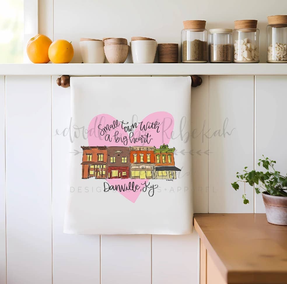 Doodles By Rebekah - Small Town with a Big Heart Custom Town Tea Towel
