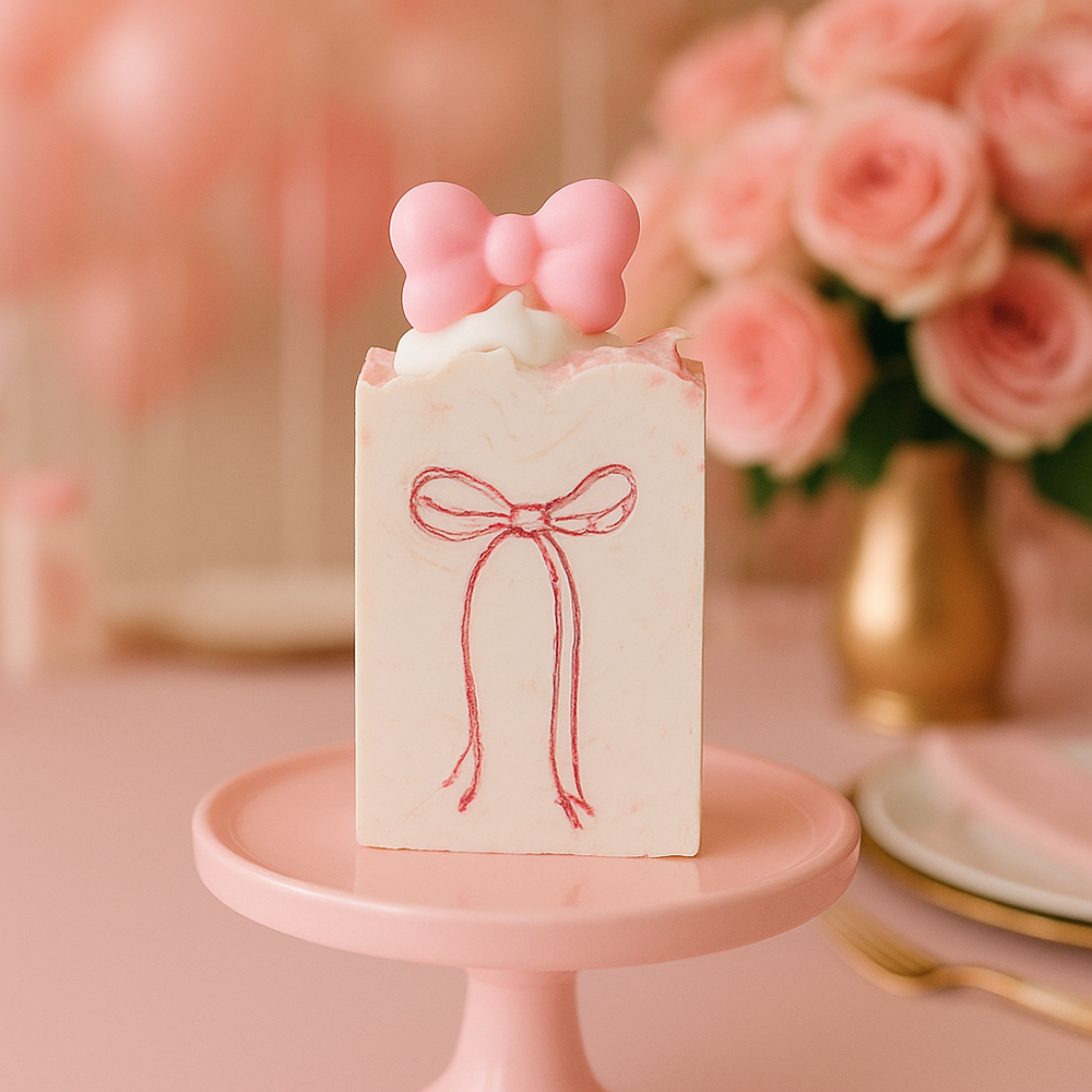 FinchBerry - Pretty in Pink party favor sized Soap Bar with Pink Bow