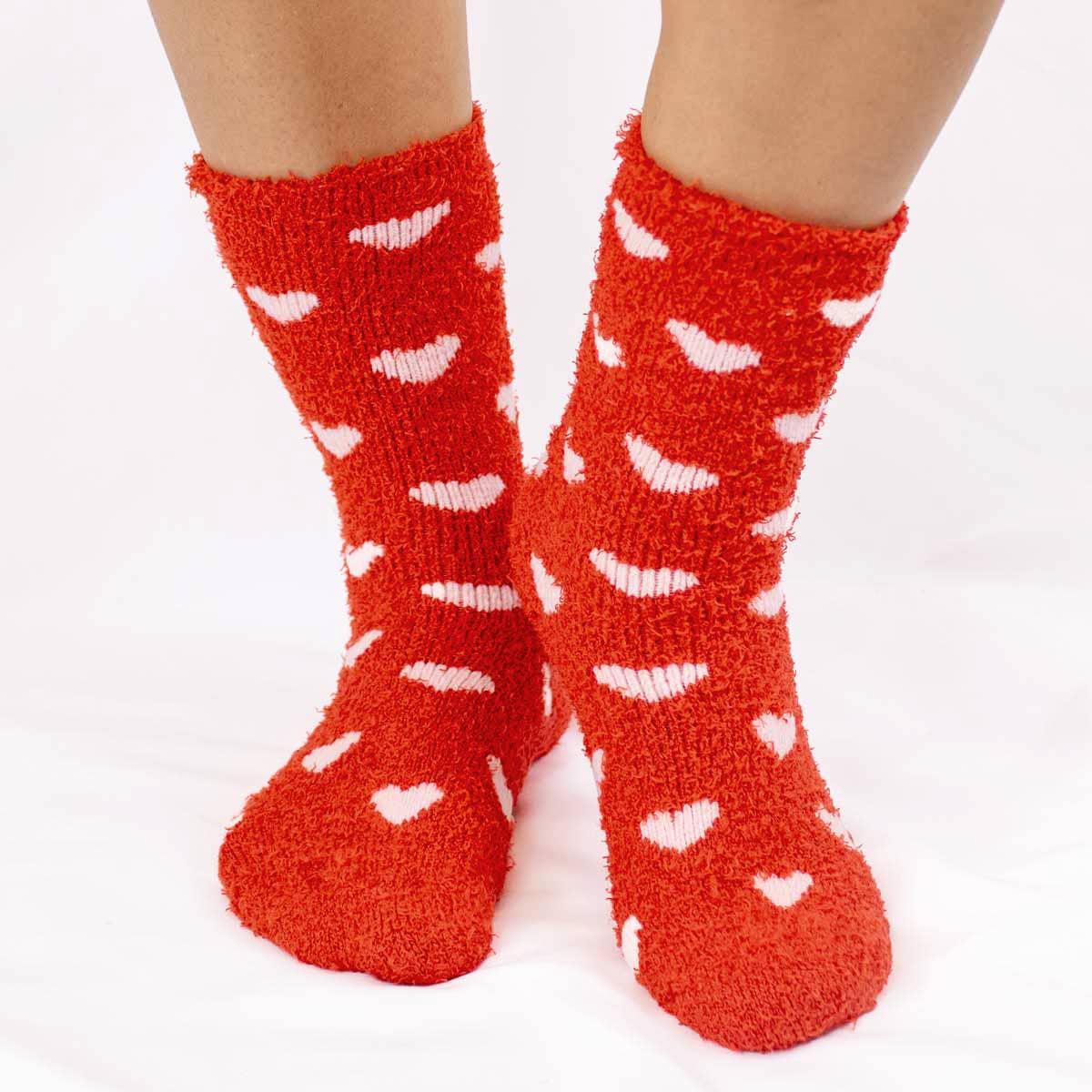 The Royal Standard - Women's Hearts Snuggle Socks   Red/Pink   One Size