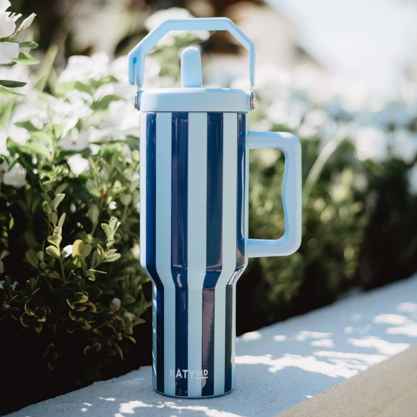 Katydid - Light Blue and Navy Striped 38 Oz Easter Cabana Jug Tumbler