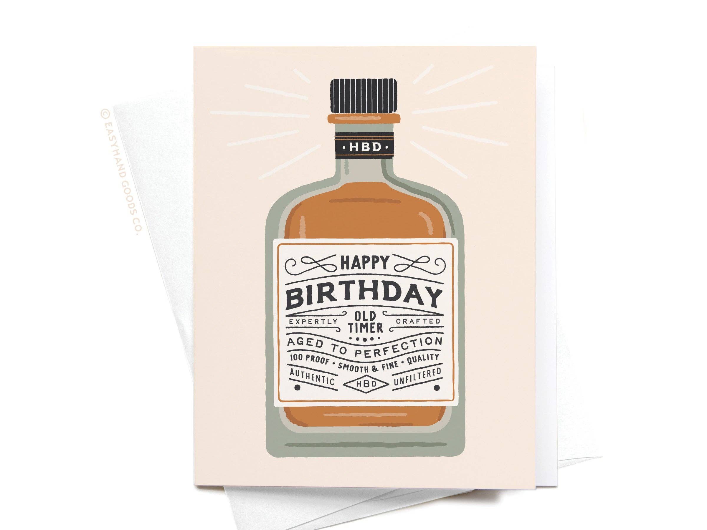 Easyhand Goods Co. - Happy Birthday Whiskey Bottle Greeting Card