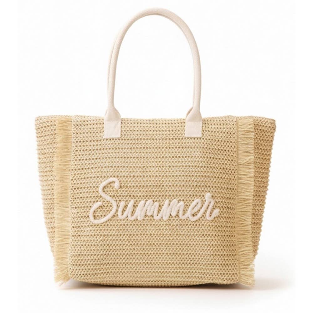Anarchy Street - Straw Braided Summer Print Tote Bag