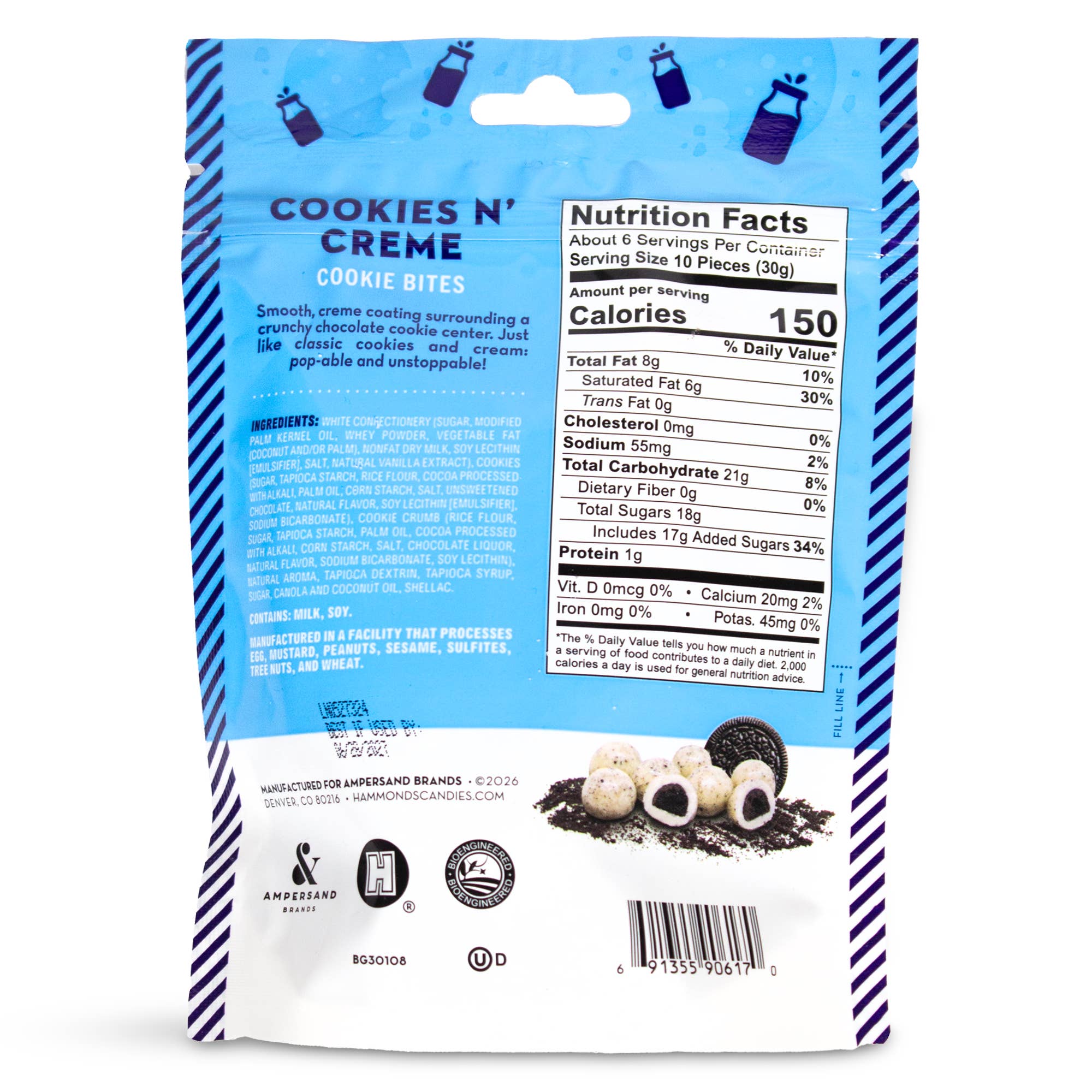 Hammond's Candies - Cookie Bites - Cookies N' Creme - 6 oz Resealable Bag